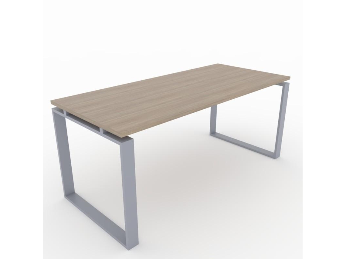 Mesa/Escritorio para teletrabajo, Oficina y hogar. Estructura Cerrada Color Gris Plata. Tablero color Olmo. Fabricado en España. (140x60cm). OFICIT