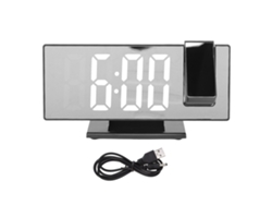 Reloj despertador digital Baok con pantalla de proyección con espejo y LED con ajuste automático para el dormitorio.