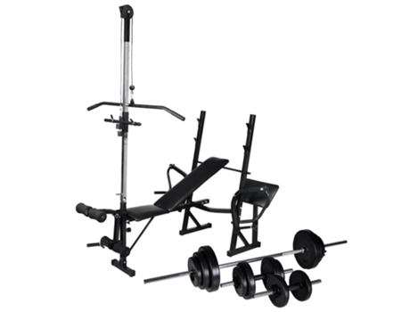 vidaXL Banco musculación con soporte pesas, pesas y mancuernas 30,5 kg