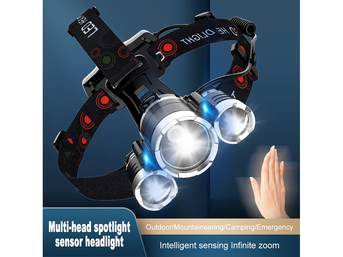 Linterna Frontal De Alta Potencia Con 3 Led T6 Y Zoom, Modelo De Carga Directa Usb, V15 De Aluminio Y Plástico (batería Y Cable No Incluidos).