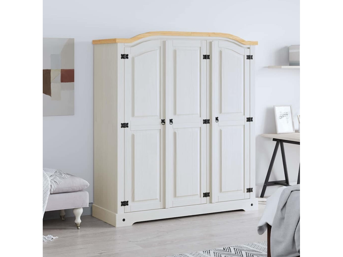 Armario Corona Range de pino mexicano con 3 puertas, blanco, EXCLUSIVO DE LA CASA