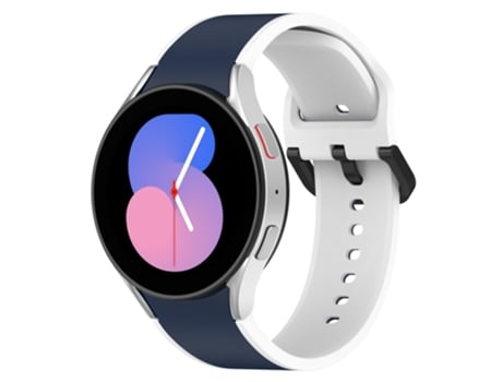 Correa de Silicona color dual para Samsung Galaxy Watch 5 40mm/44mm/Watch 5 Pro 45mm/Watch4 40mm/44mm - azul medianoche/blanco