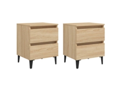 Juego de 2 mesitas de noche de madera Maison Exclusive, roble Sonoma