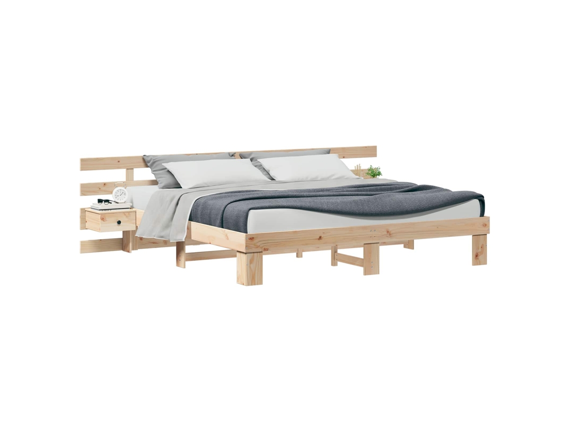Cama De Matrimonio | Cama Para Adultos | Estructura De Cama Marrón 180 X 200 Cm Madera De Pino Macizo