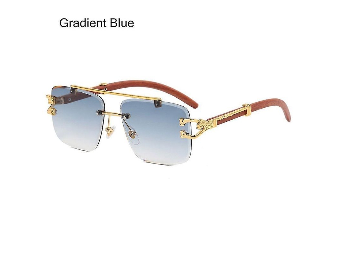 Gafas De Sol Unisex De Madera, Estilo Gánster, Rectangulares, Sin Montura, Estilo Retro Vintage De Los 90.