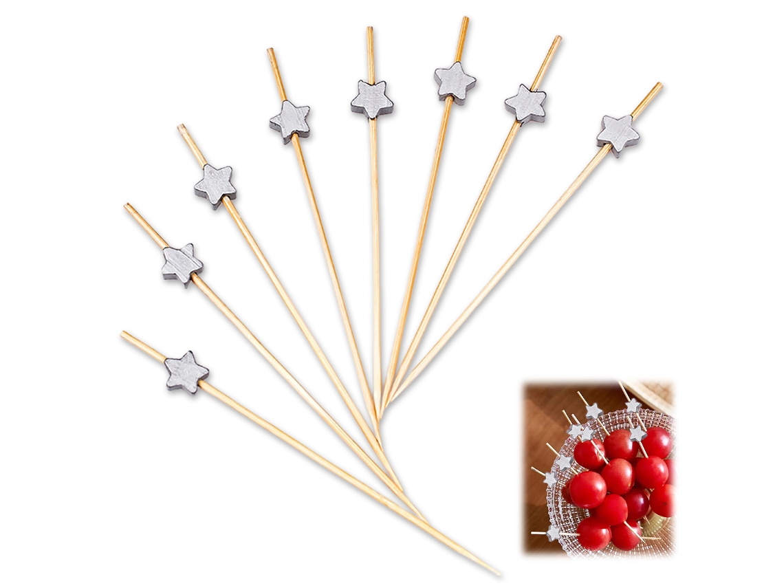 KOFIHETY Artículos elegantes para fiestas, puntas de estrella decorativas para una elegante decoración de alimentos, palillos resistentes y duraderos para serv
