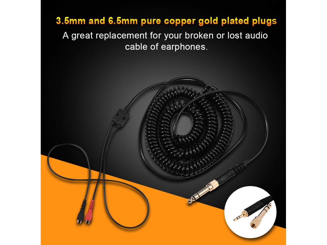 Cable de bobina de resorte de repuesto para auriculares Sennheiser Hd25 /  560 / 540 / 480 / 430 auriculares