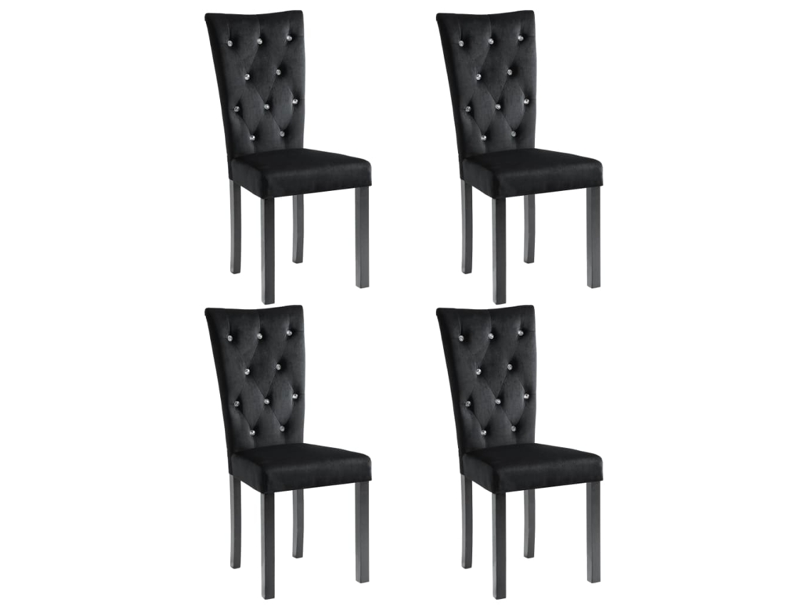 Sillas de comedor de 4 piezas de terciopelo negro EXCLUSIVAS DE LA CASA