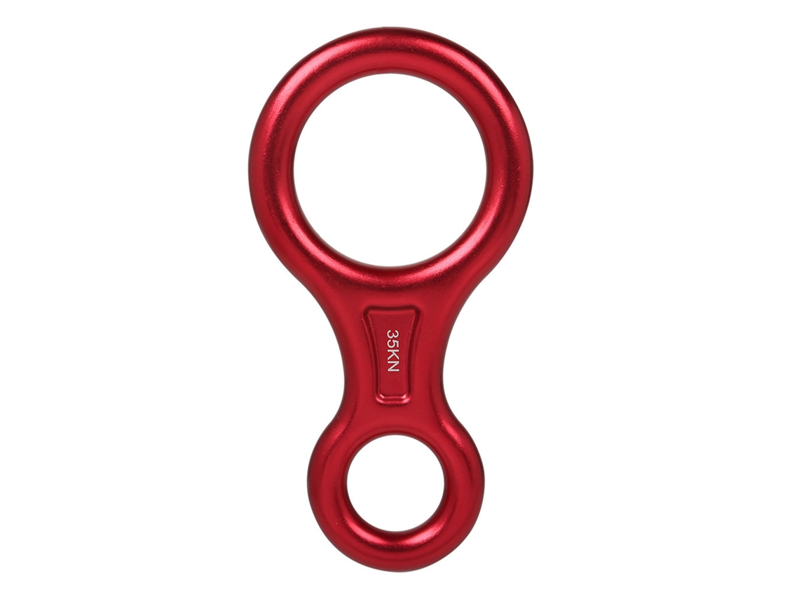 Descendedor de figura 8 para equipo de escalada, 35 kN, rojo