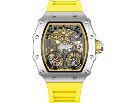 VEANXIN Relojes Reloj Hueco Correa de Silicona Reloj de Pulsera Impermeable-Amarillo Plata
