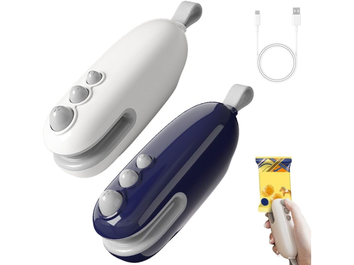 Mini Máquina Selladora Portátil, Dispositivo De Sellado 2 En 1, Para Almacenamiento De Alimentos (paquete De 2), Chrui