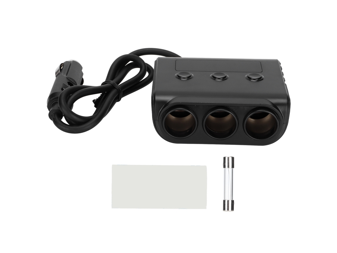Adaptador De Encendedor De Cigarrillos Con 3 Sockets De Distribución De Energía Y 4 Puertos Usb De Carga Rápida