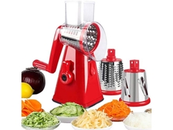 Moedor de Queijo Manual Batata Rotativa com 3 Lâminas Destacáveis Cortador Legumes Corte Rápido Batatas Ideal