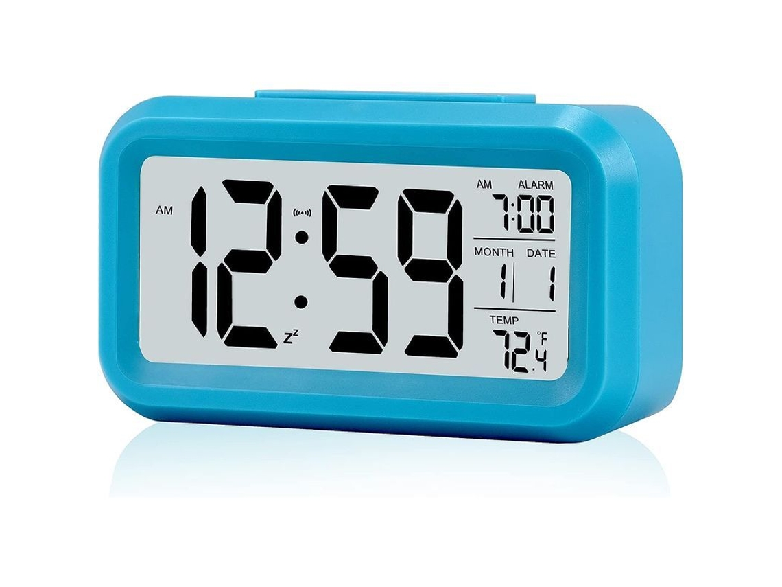 2026-reloj Despertador Digital Batería Con Luz Nocturna Inteligente Temperatura Fecha Lcd Azul Dormitorio Oficina
