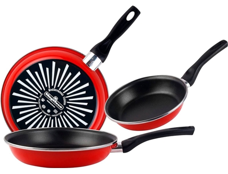 Magefesa Grana Juego de 3 sartenes 182024cm acero vitrificado exterior color rojo. antiadherente bicapa reforzado aptas para todo tipo cocinas especial 50 ahorro libre