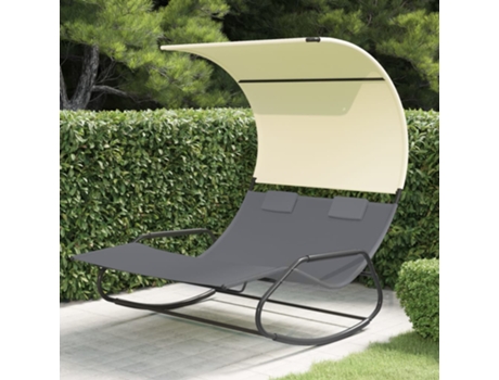 Tumbona doble VIDAXL Gris Tela (175.5x137.5x182.5 cm )