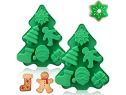 Juego de 2 moldes navideños de silicona para hornear, color verde JEIIBRZUI