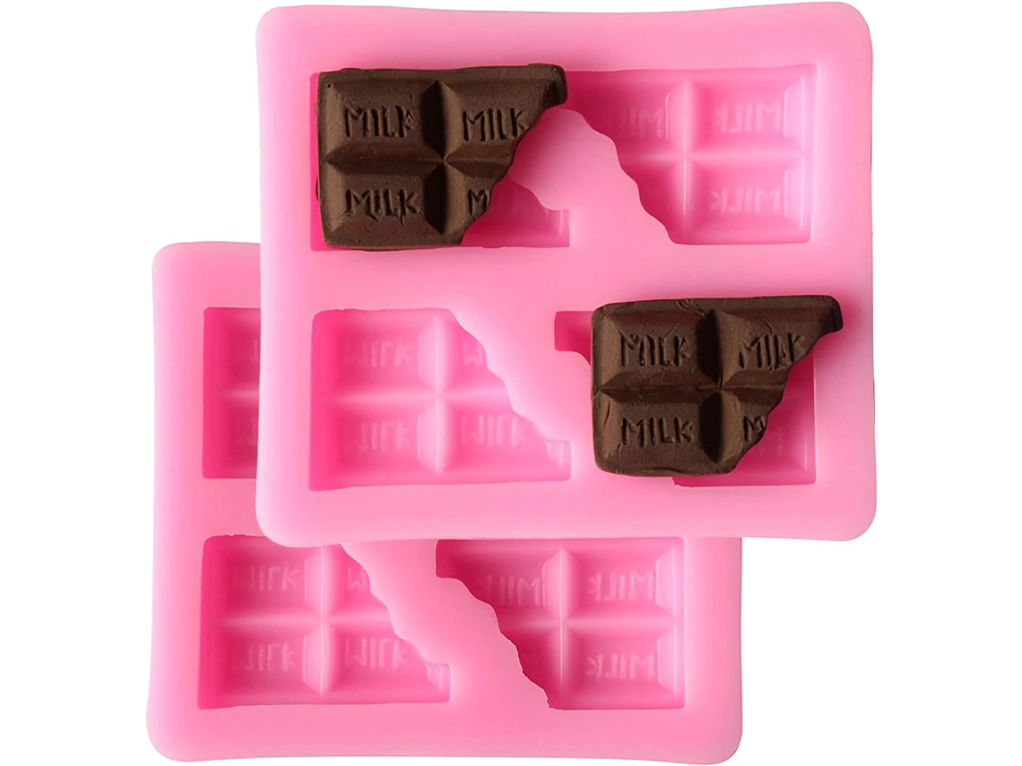 Juego JEIIBRZUI de 2 moldes de silicona para chocolate en forma de media barra