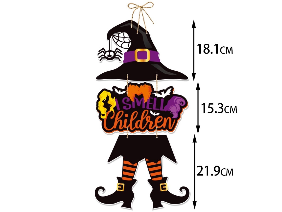 Letrero colgante de calabaza de Halloween 2024 con bruja y murciélago, pancarta decorativa para puerta de entrada para estilo hogareño y Viewleaf