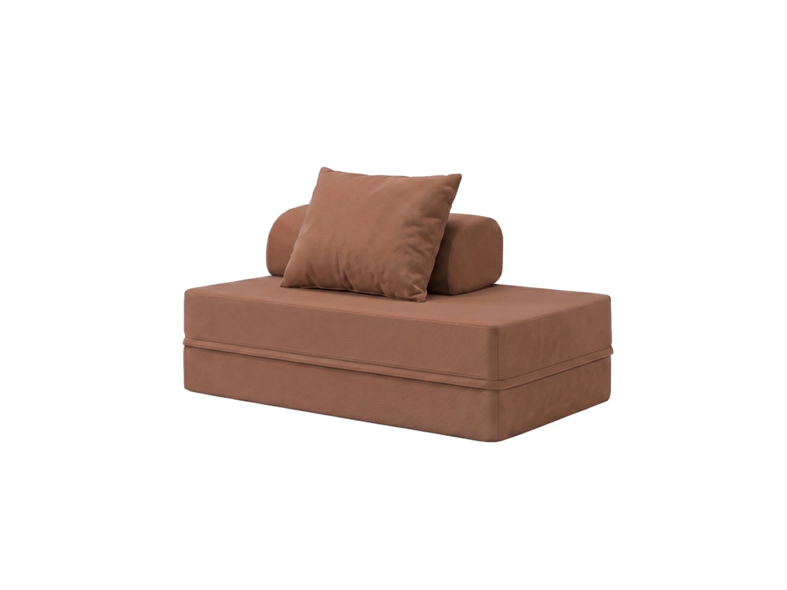 Sofá Modular 2 Lugares Convertible Liso Terracota