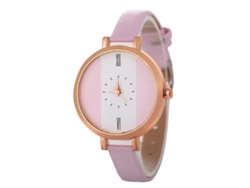 Reloj De Pulsera Coreano Para Mujer Con Correa De Cuero Y Cuarzo Rosa.