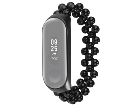 Correa de cuentas trenzadas cuentas de jade para Xiaomi Mi Band 5/Mi Band 6 - negro