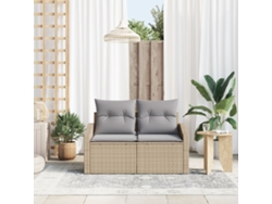 Sofá de jardín de 2 plazas con cojines de ratán beige Lovely Home