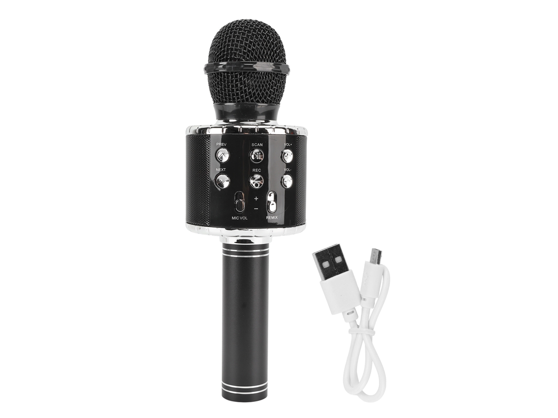 -micrófono Inalámbrico Bluetooth Para Karaoke Con Altavoz Hifi, Micrófono Capacitivo Portátil Con Luz Led Negro