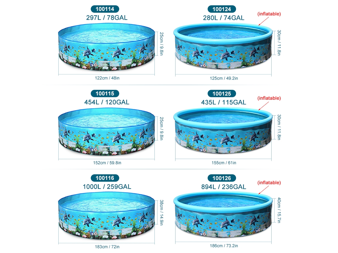 Piscina Redonda Plegable De Plástico Rígido (no Requiere Inflado) Para Bebés, Niños, Adultos Y Familias - Equipamiento Para Natación
