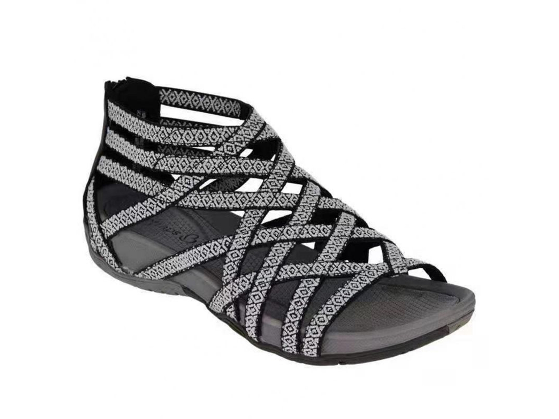 2026-sandalias Gladiador Romanas Para Mujer Con Diseño De Vendaje Toe Redondo Verano Playa Prq 38 Negro Blanco