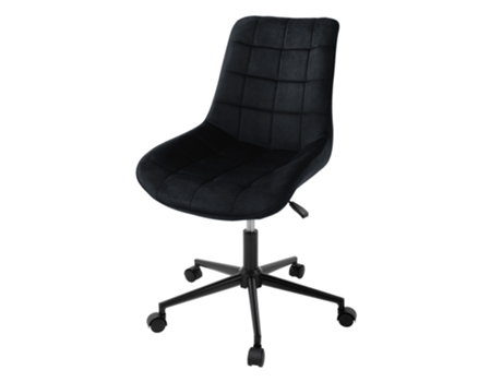 Silla de oficina con ruedas negra con funda de terciopelo y estructura metálica ML-DESIGN