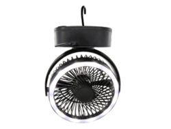 Ventilador de mesa para camping, miniventilador USB 3 en 1 con luz LED y gancho, rotación de 360°, ventilador de techo de 3 velocidades para tienda de campaña, coche, oficina...