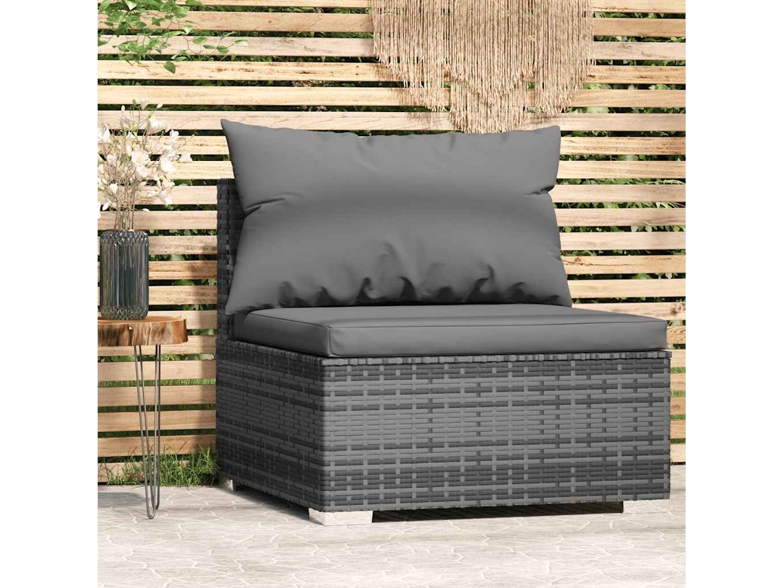 Sofá de jardín con cojines en mimbre gris, Dkd Home Decor