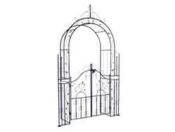 Relaxdays Arco Para Rosas Con Puerta, Acero, Jardín, Al X An X F: 235 X 144 X 45 Cm, Para Trepadoras, Negro