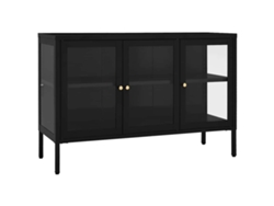 Maison Exclusive - Aparador De Acero Y Vidrio Negro 105x35x70 Cm