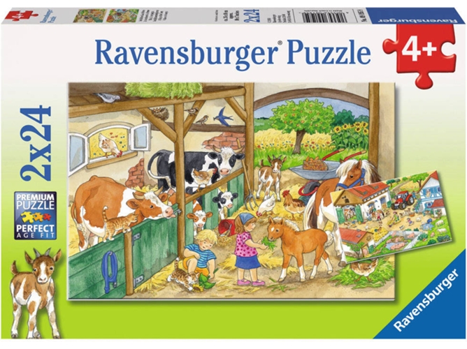 Conjunto de 2 Puzzles RAVENSBURGER Un día en la Quinta (24 Piezas)