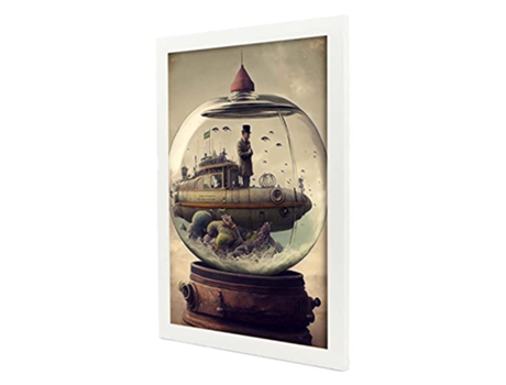 NACNIC Poster Globo Submarino En Estilo Surrealismo Cinematográfico Ilustraciones Y Grabados De Historieta Abstracta Y Artística A3 Marcos Blancos