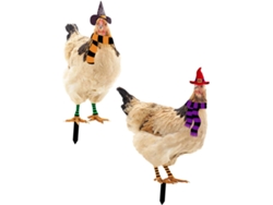Juego de 2 figuras decorativas de pollo para jardín, decoración de Halloween, letrero decorativo para césped Vayotoy