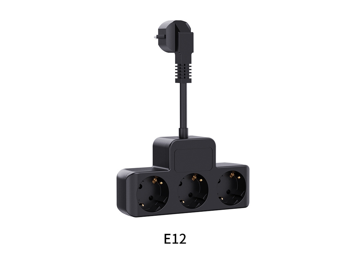Fio De Extensão 4000w, 3 Tomadas® Com Bloqueio Infantil, pretoczhhmart