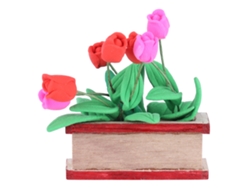 Tulipanes En Miniatura Para Casa De Muñecas Con Base, Hechos De Caoba Blanca Segura Y Decorativa.