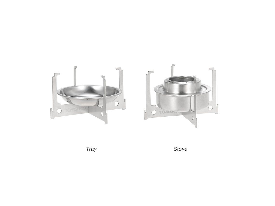 Estufa De Alcohol Portátil Mini Tomshoo, Pequeña, Ligera, Para Acampar Al Aire Libre Con Soporte Transversal, Acero Inoxidable.