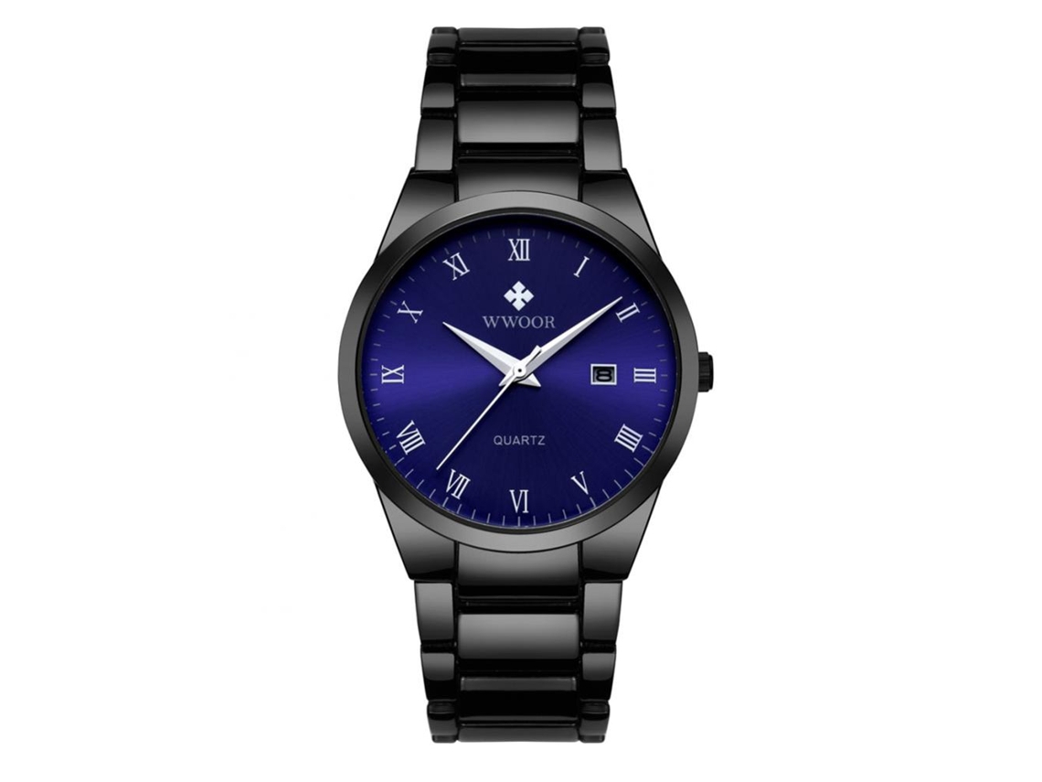 Reloj De Pulsera Para Hombre Wwoor De Moda Empresarial Grande Dial Resistente Al Agua Movement De Cuarzo Azul