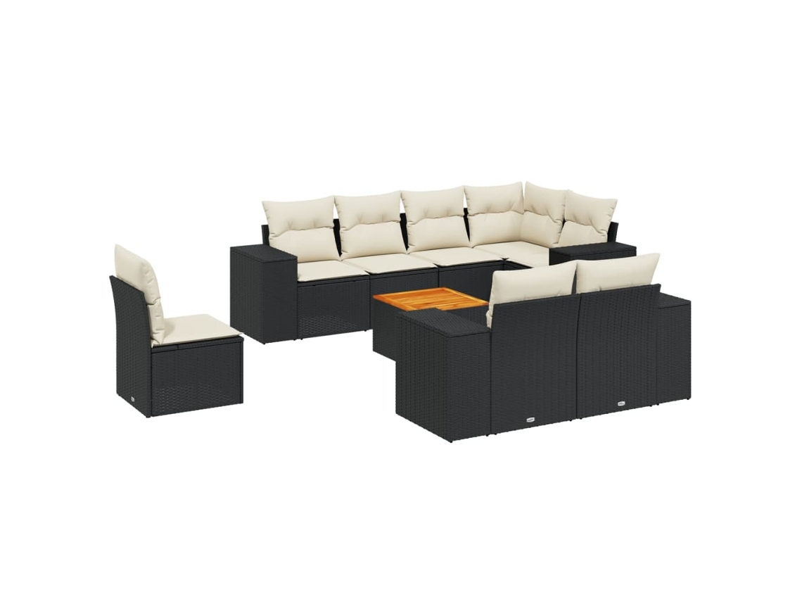 Maison Exclusive - Set De Sofás De Jardín 8 Piezas Y Cojines Ratán Sintético Negro
