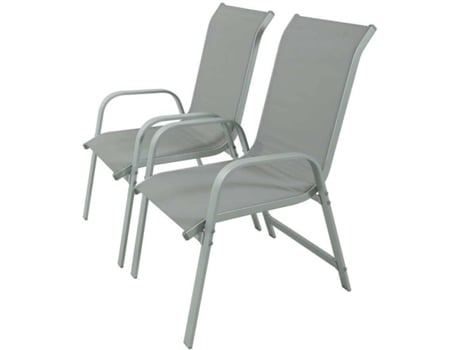Conjunto 2 Sillas de Jardín HABITAT ET JARDIN Porto (Gris Claro - 75.5x55.5x99 cm)