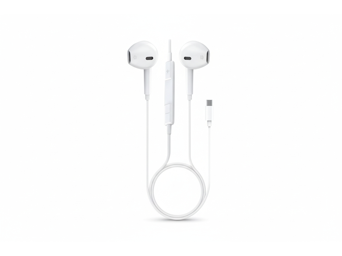 Auriculares Type-c Com Regularizador De Som 1,2m New Science Td-52 Branco