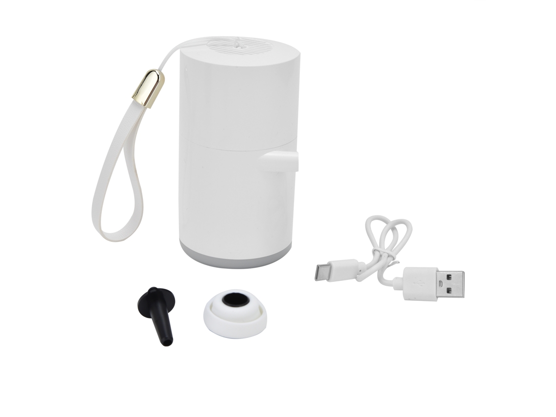 Bomba de ar BJ Mini LED, 4 velocidades, alimentada por bateria USB, eficiente, portátil para camping e uso doméstico, branca