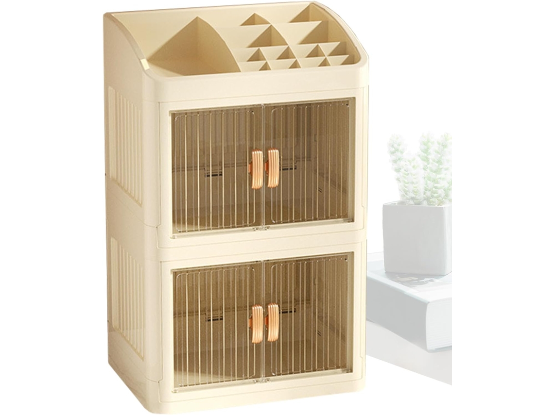 Organizador de belleza, caja de cosméticos, organizador de maquillaje de 3 niveles Exposit Vayotoy