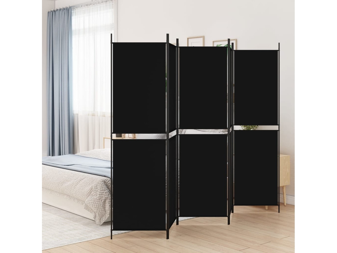 Separador LOVELY HOME con 5 Paneles de Tela Negro (250 x 200 cm)