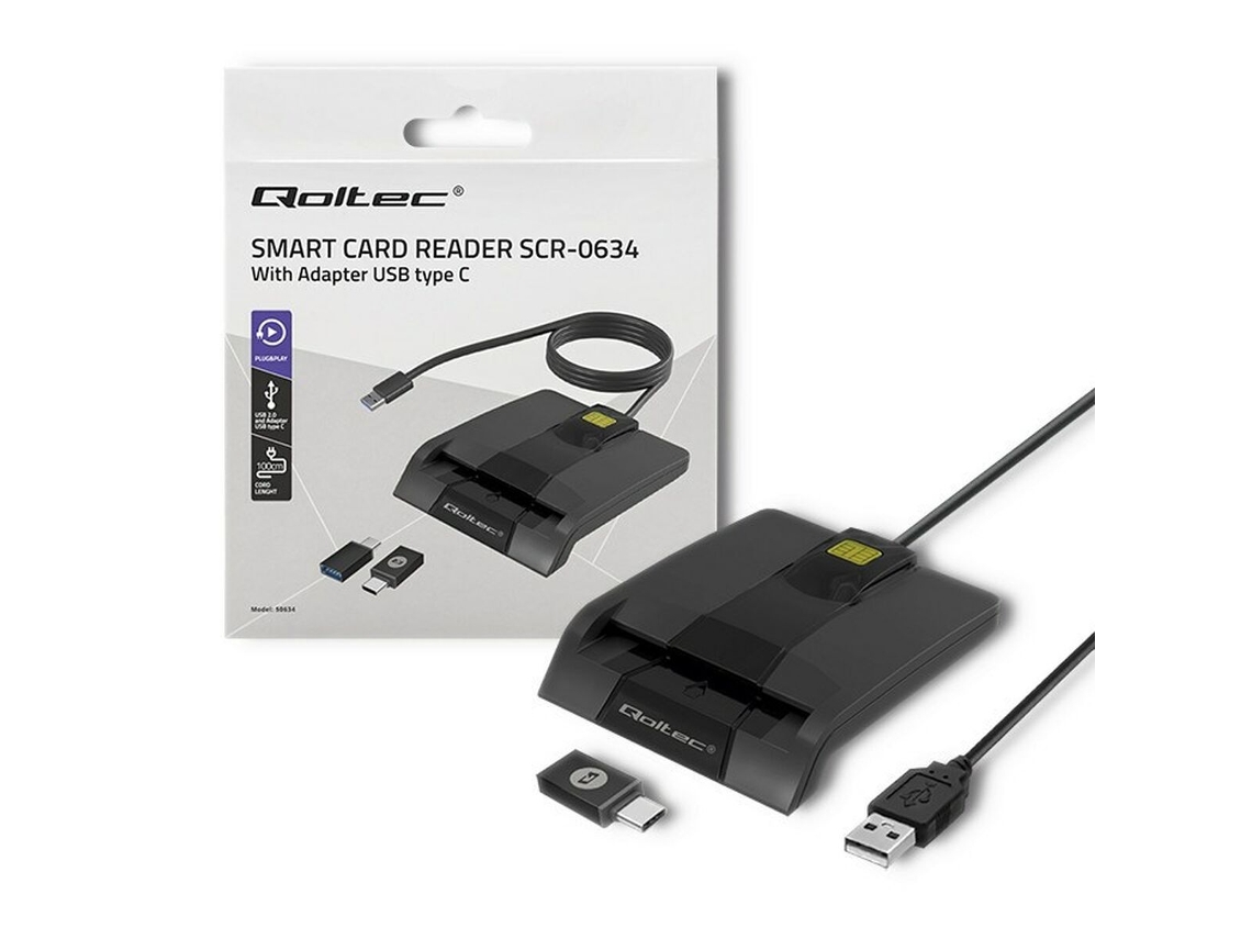 Lector de Tarjetas QOLTEC 50634 (Negro)