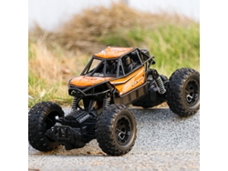 (Naranja) Motocicleta eléctrica todoterreno de cuatro ruedas de alta velocidad para niños con control remoto, fabricada en aleación de metal.
